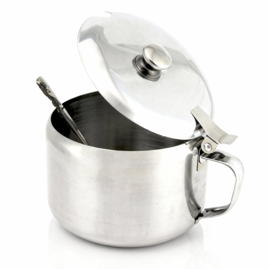 Açucareiro 350ml Em Aço Inox Com Colher Cafeteria Restaurantes em Oferta na Shopee