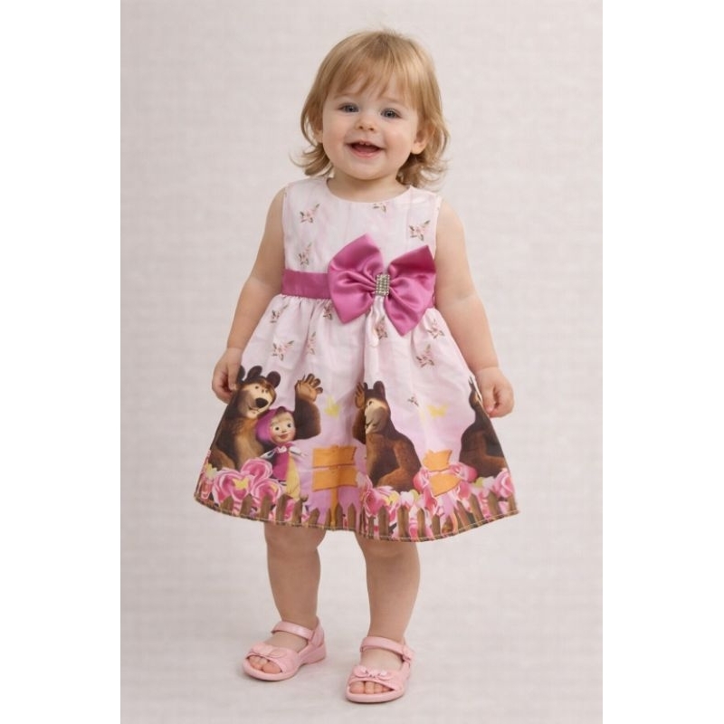 Vestido Luxinho Festa Infantil tema Masha e o Urso aniversário 1 ano