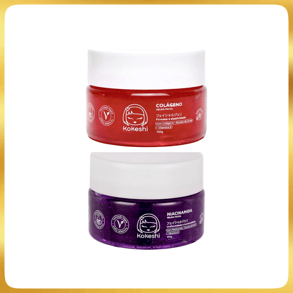 Kit Geleia Hidratante Facial De Colágeno Pele Firme + Hidratante Niacinamida Anti Ruga 100g kokeshi em Oferta na Shopee