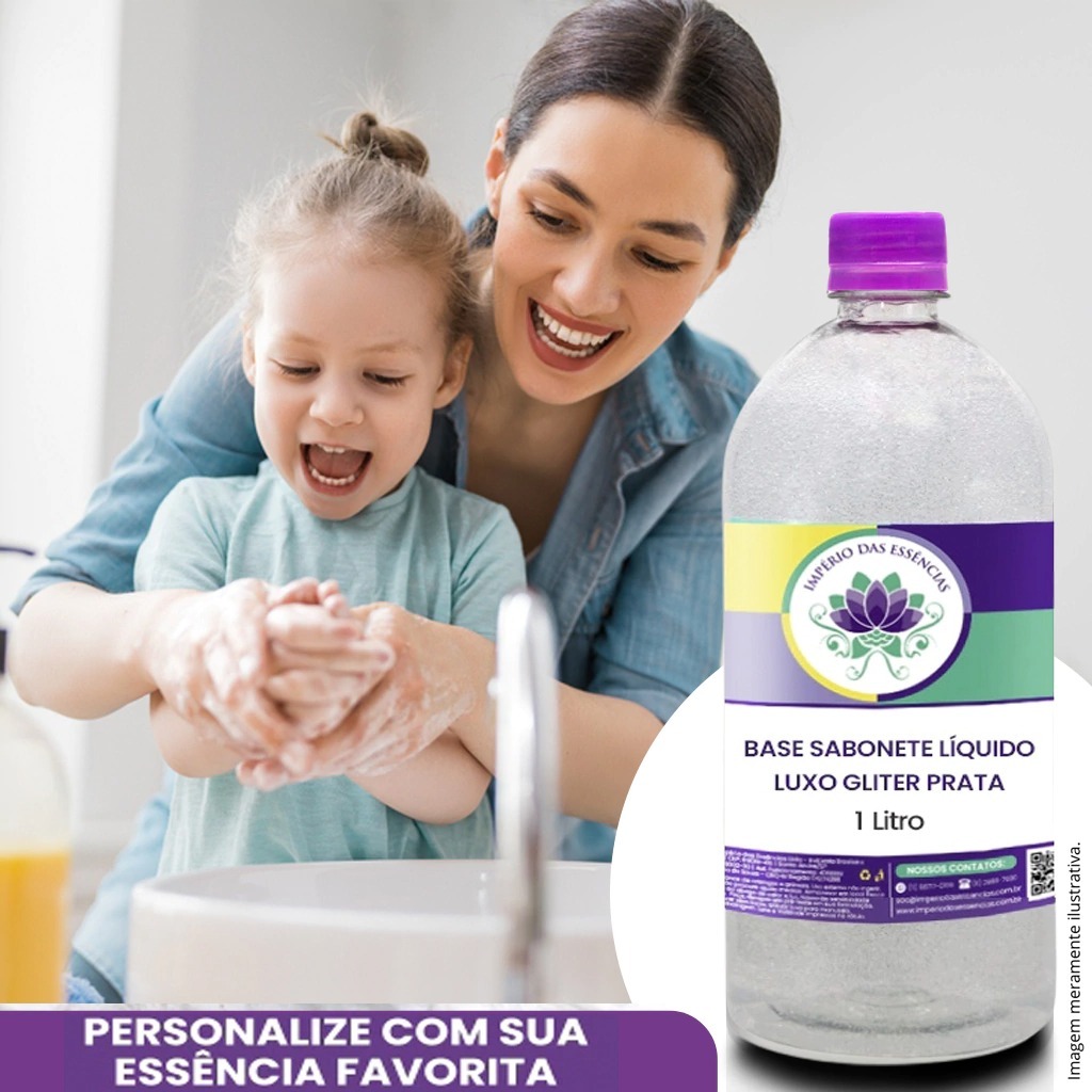 Base Sabonete Líquido Luxo Glitter Prata 1Lt Império das Essências