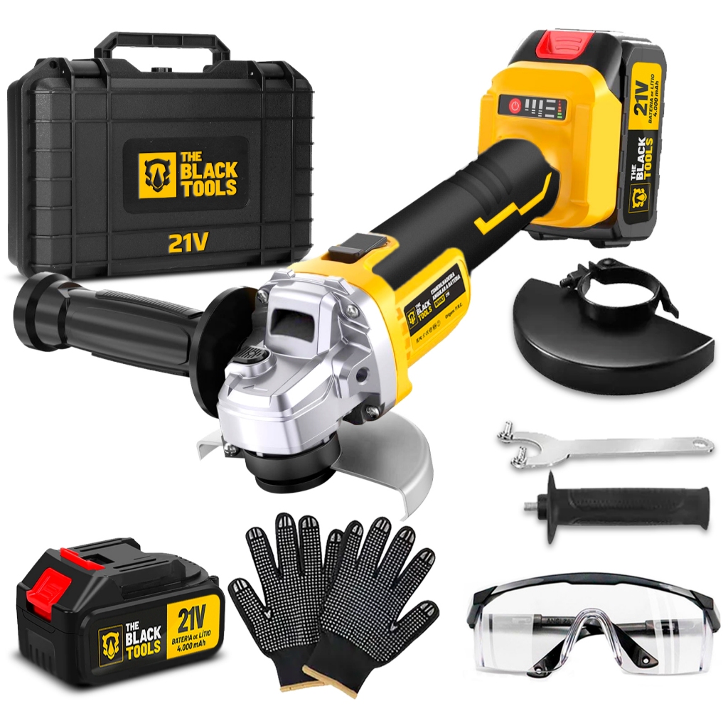Esmerilhadeira Angular Sem Fio Com 2 Baterias 21v + Acessórios - The Black Tools em Oferta na Shopee