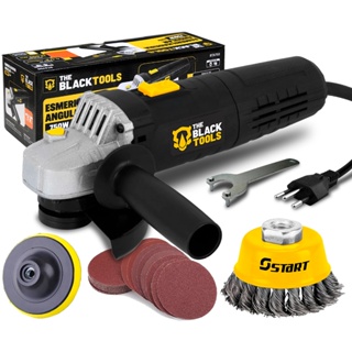 Esmerilhadeira Lixadeira Angular 4. 1/2 115m Com Escova 75mm E Suporte Velcro - The Black Tools em Oferta na Shopee