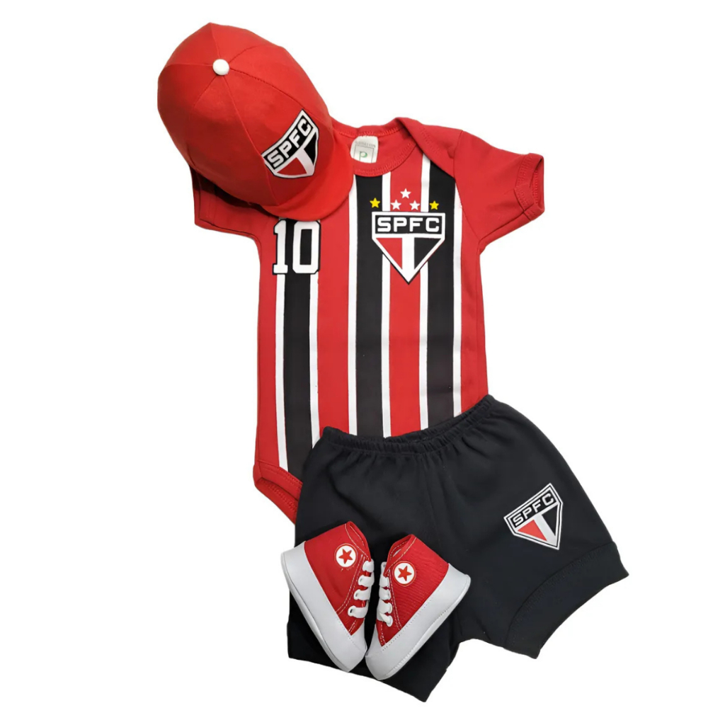 Kit Completo Body Bebê Tri Cores Paulista | Roupa Infantil Torcedor Mesversário em Oferta na Shopee