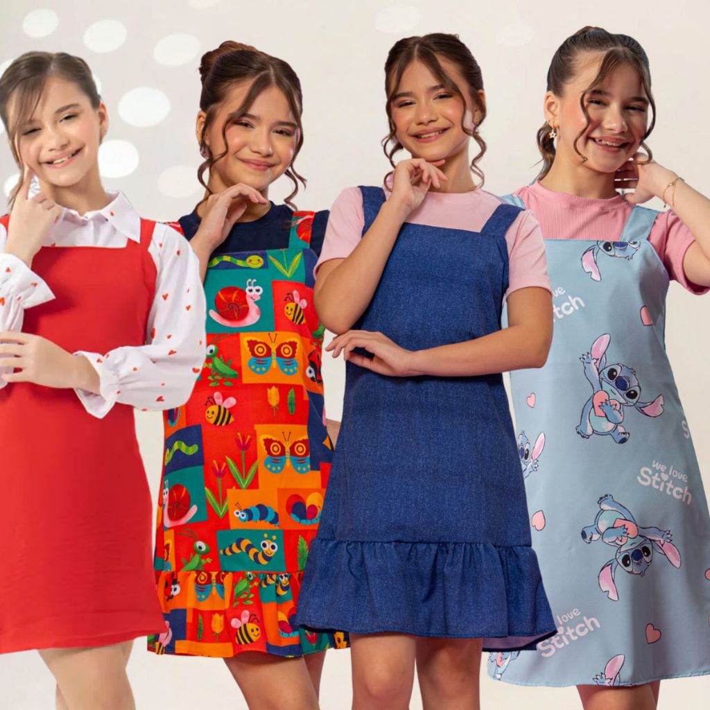 Vestido Infantil Vermelho + Blusa Corações Menina Juvenil Elegante Natal Princesa Evangélico