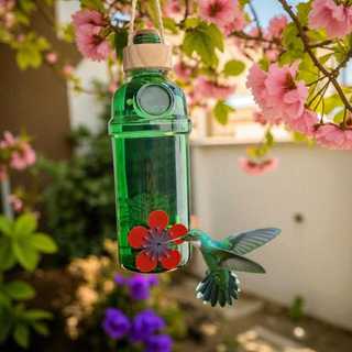 Bebedouro Beija Flor Vidro Alimentador De Pássaros Livres Enfeites Para Jardim Decorativo Passarinho