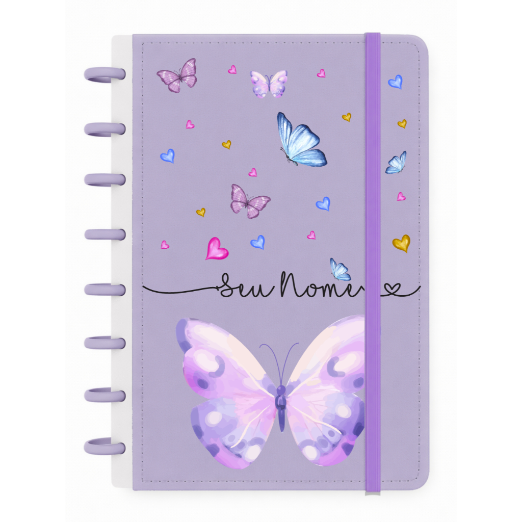 Caderno de Discos e Planner Personalizado - Caderno A4, B5 e A5 - Borboletas Coloridas 🦋 em Oferta na Shopee