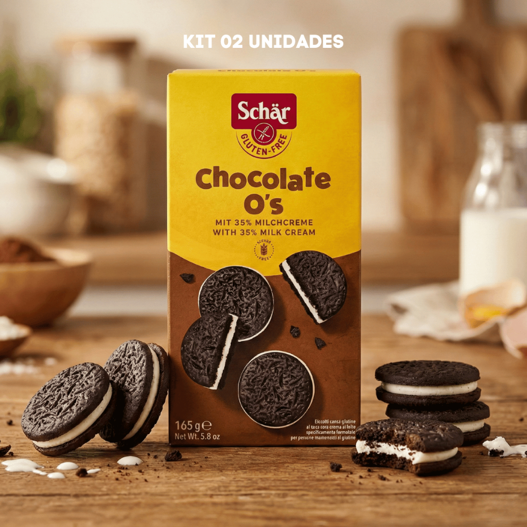 Kit com 2 Biscoitos de Chocolate O's Sem Glúten 165g Schar
