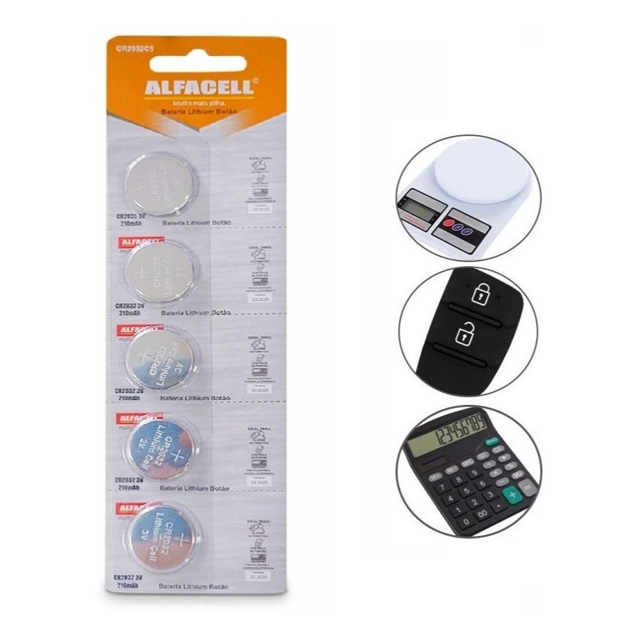 Bateria Cr2032 Cartela 5 Unidades Alcalina Lithium/Litium
