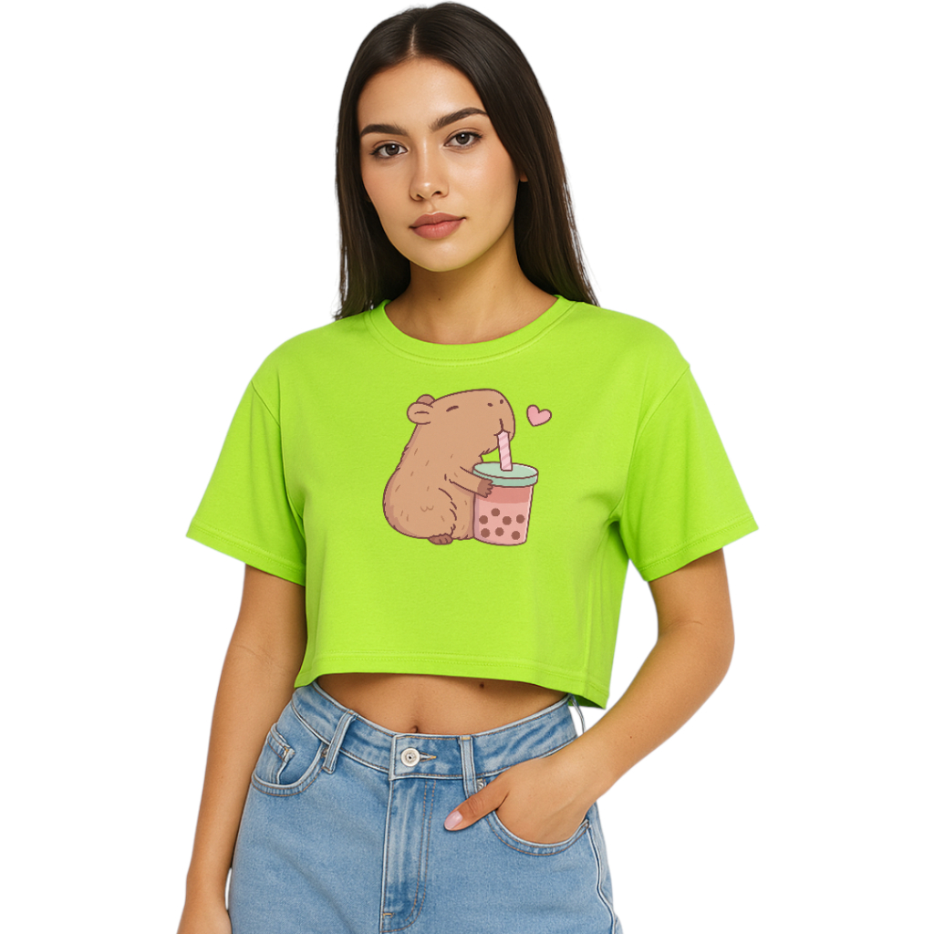 Cropped Capivara Estampado Oversized Algodão Soltinho