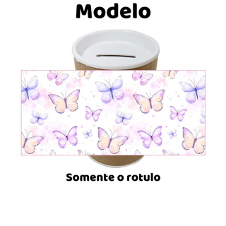 Rótulo adesivo personalizado para cofrinho ou tubolata tema Jardim das Borboletas II lembrancinha de festa em Oferta na Shopee