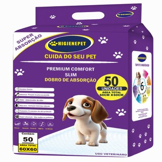 Tapete Higiênico Cães 60x60 50 Unidades Premium Higienepet