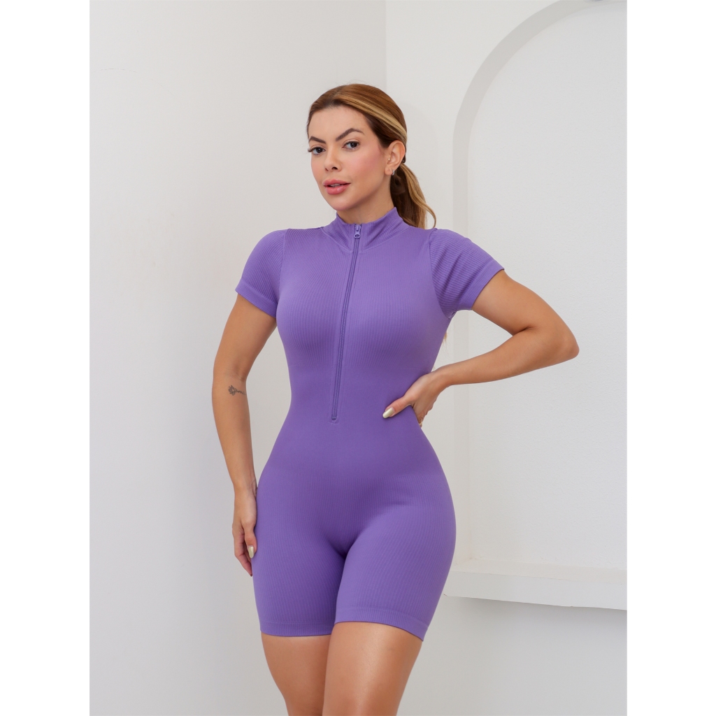 Macacão Feminino Fitness Esportivo Canelado Academia Poliamida Grossa 3RD SD1421 em Oferta na Shopee