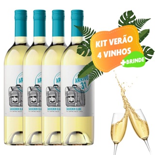 Kit VERAO 04 Und Vinho Branco Seco Arivvo 31  Sauvgnion Blanc + 2 taça acrilico Presente em Oferta na Shopee