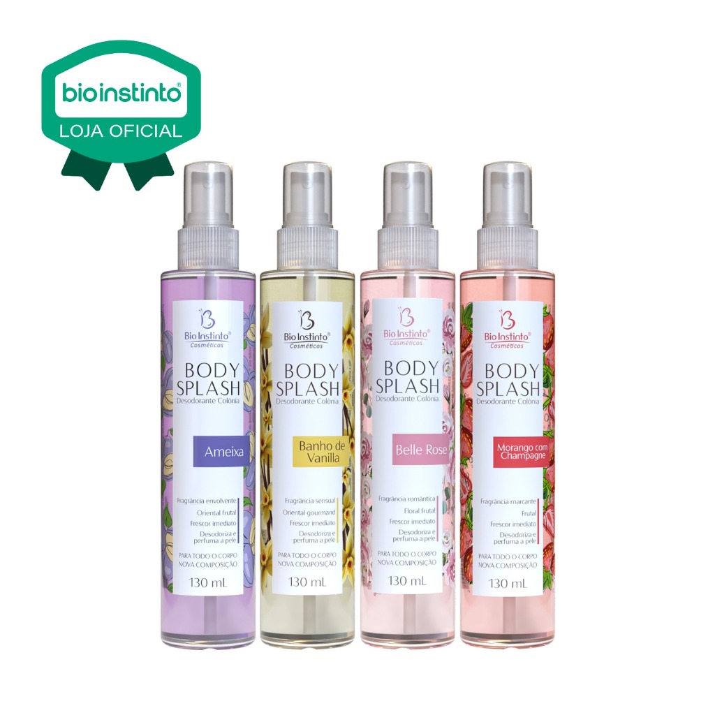 01 UN BODY SPLASH 130ml Bio Instinto Perfume Corporal Colônia Desodorante Marcante Aromas Naturais em Oferta na Shopee