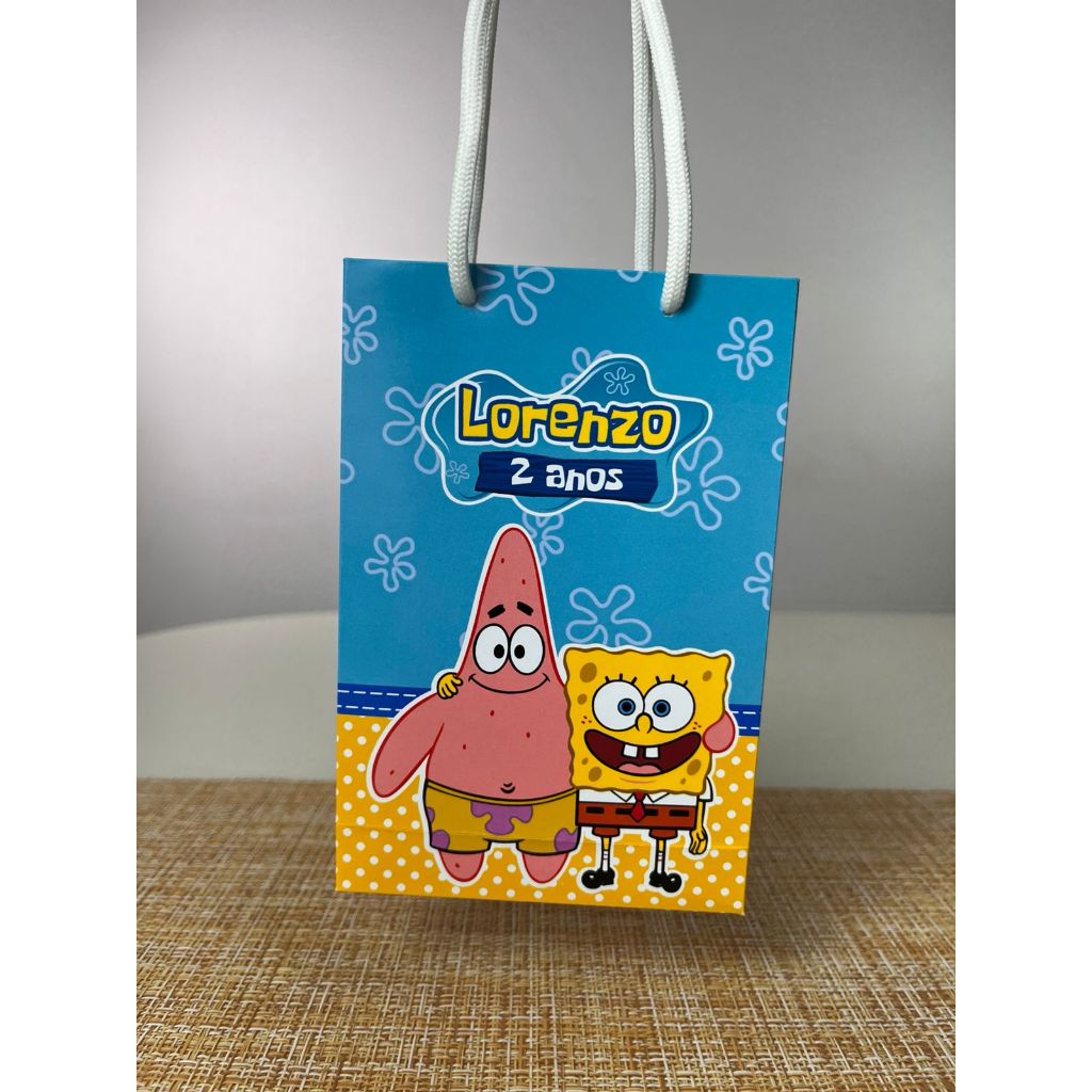Sacolinha Personalizada Bob Esponja | Lembrancinhas para Festa Mimos Infantil