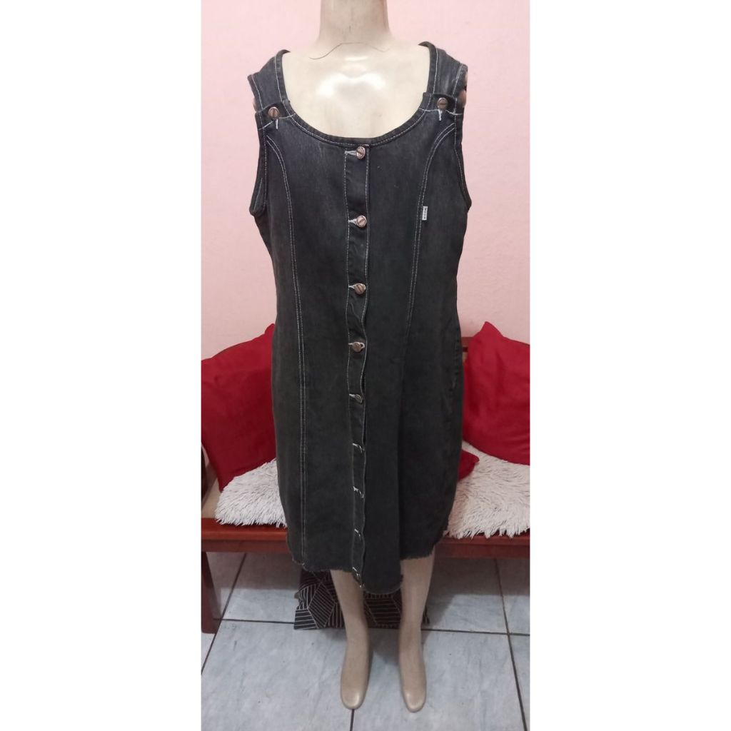 🌺Vestido rodado Jeans Feminino com zíper na parte traseira  De Manga Curta alçinha / MONARCA /44-boneca princesa regata