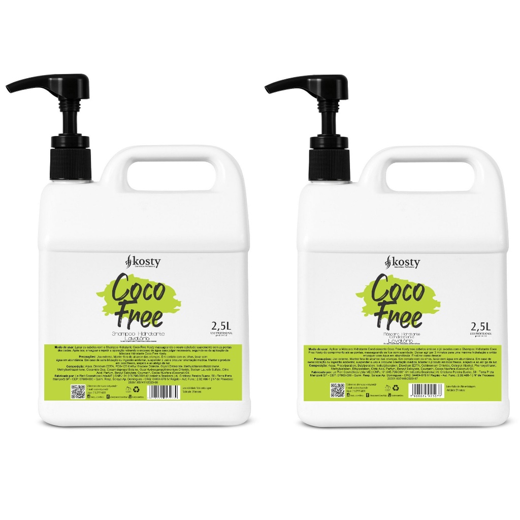 Kit Lavatório Shampoo E Mascara Coco Free 2,5l kosty