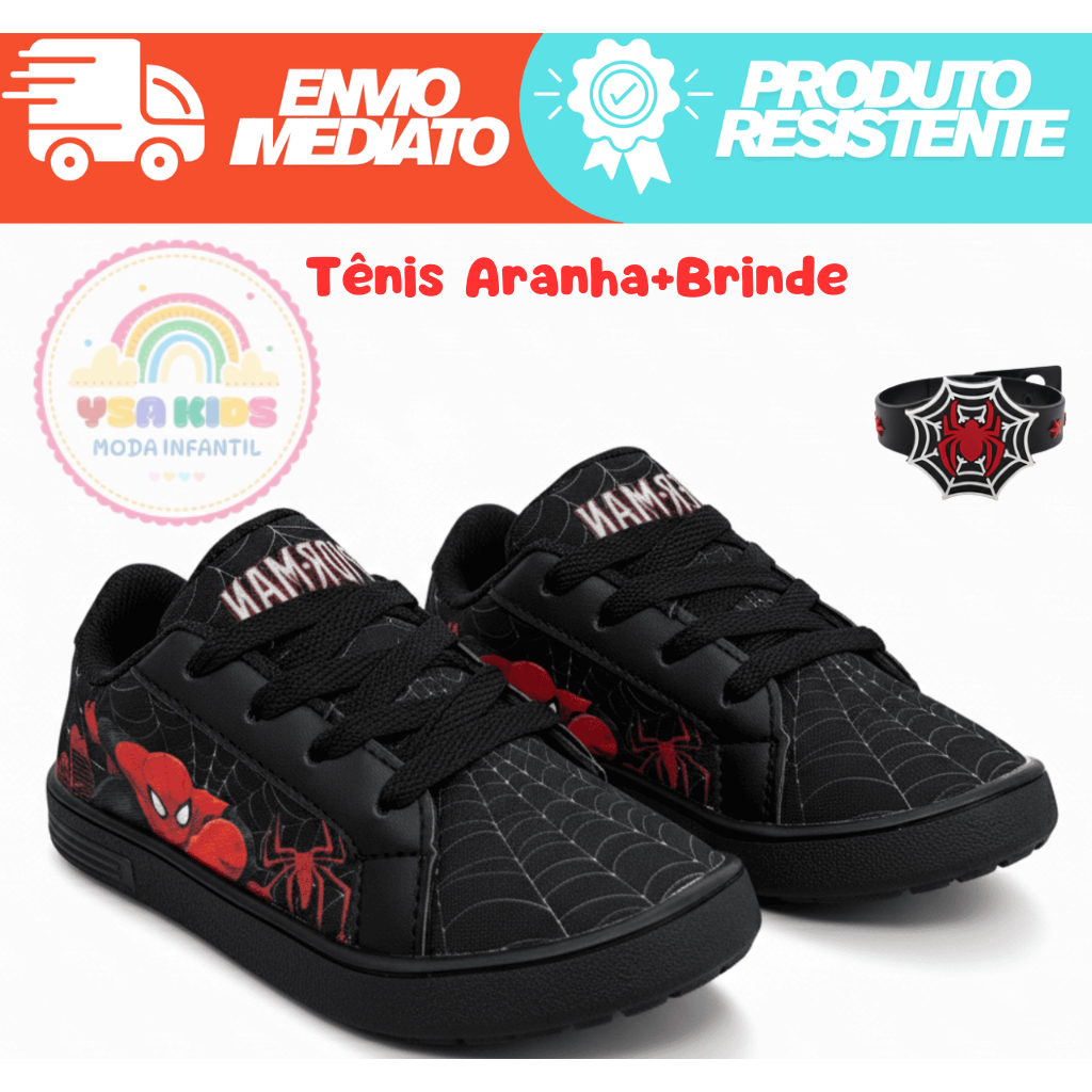 Tênis Infantil Masculino Aranha 22 ao 32 Confortável e Macio Tênis Envio Rápido Tenis Kids