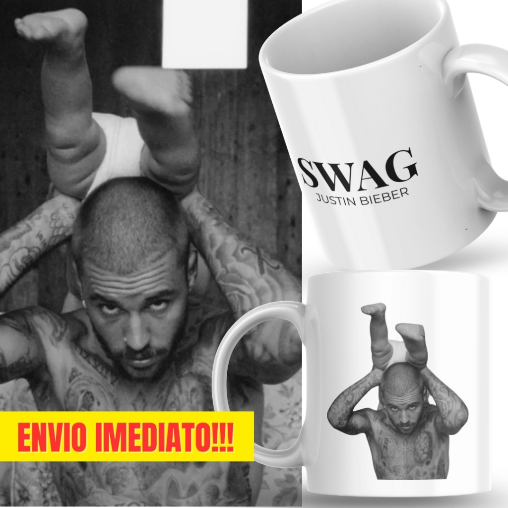 Caneca Xicara Porcelana 325ml Justin Bieber Swag Fã Fãs Personalizada Presente Decoração Casa