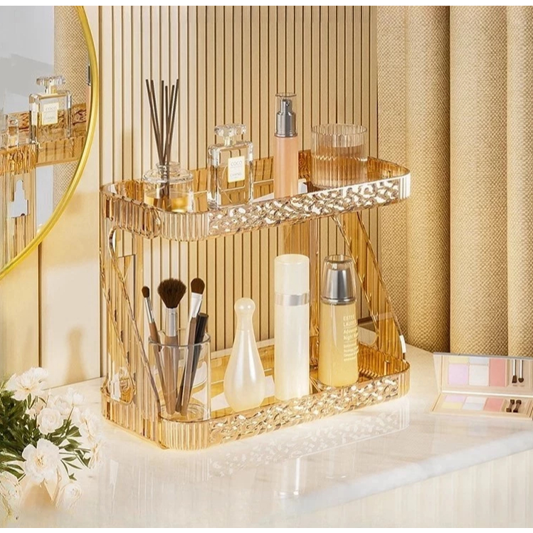 Prateleira Organizador Diamante Acrílico Porta Maquiagem Suporte Multiuso De Mesa