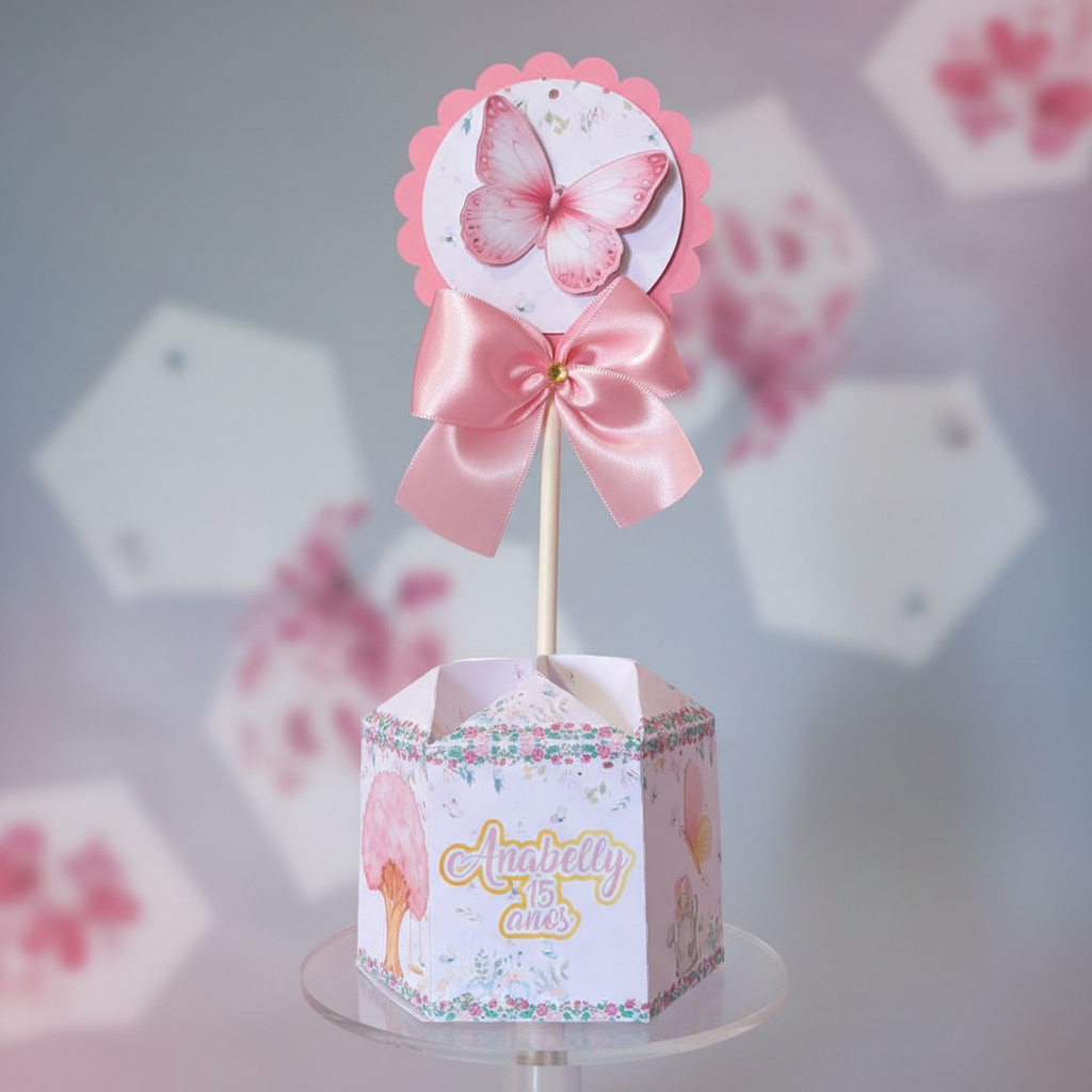 🦋 Centro de mesa Jardim das Borboletas Personalizado Com Nome e Idade. Festa infantil, lembrancinhas