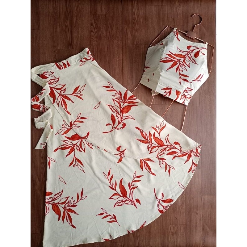 Conjunto Feminino Plus Size Saia Envelope e Cropped de Amarração nas Costas Floral Moda Verão em Oferta na Shopee