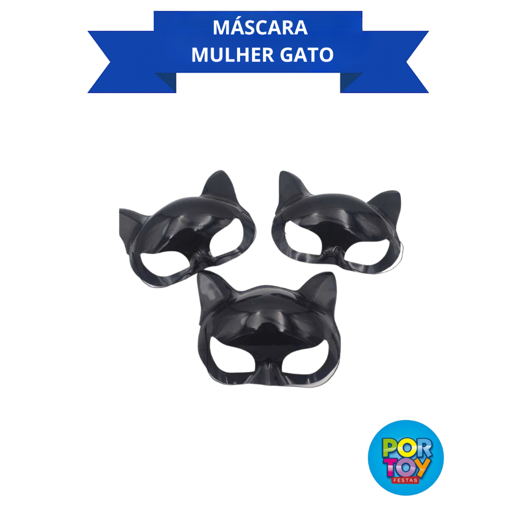 Máscara Mulher Gato Fantasia Feminina Adulto Sexy Cosplay Carnaval Halloween Festa Temática Evento Atacado