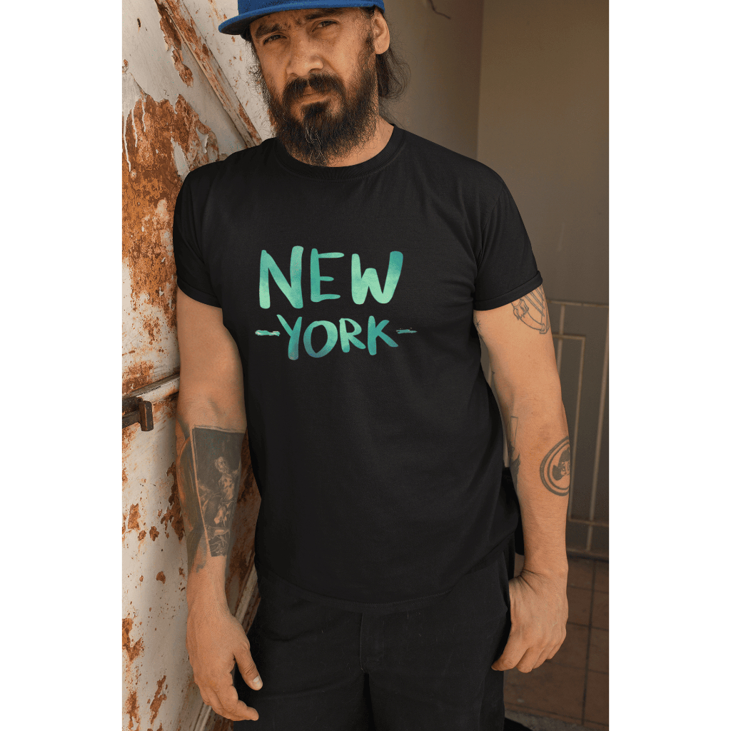Camiseta Masculina Algodão New York Com Estampa De Frase Gola Redonda Manga Curta Macia Leve