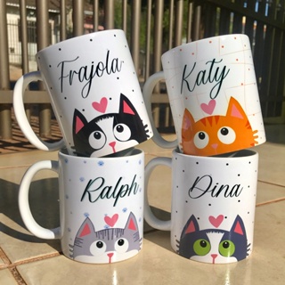 Caneca Personalizada Meu Gatinho com Nome muitos Gatos para Escolher. Informe o Nome no Chat em Oferta na Shopee