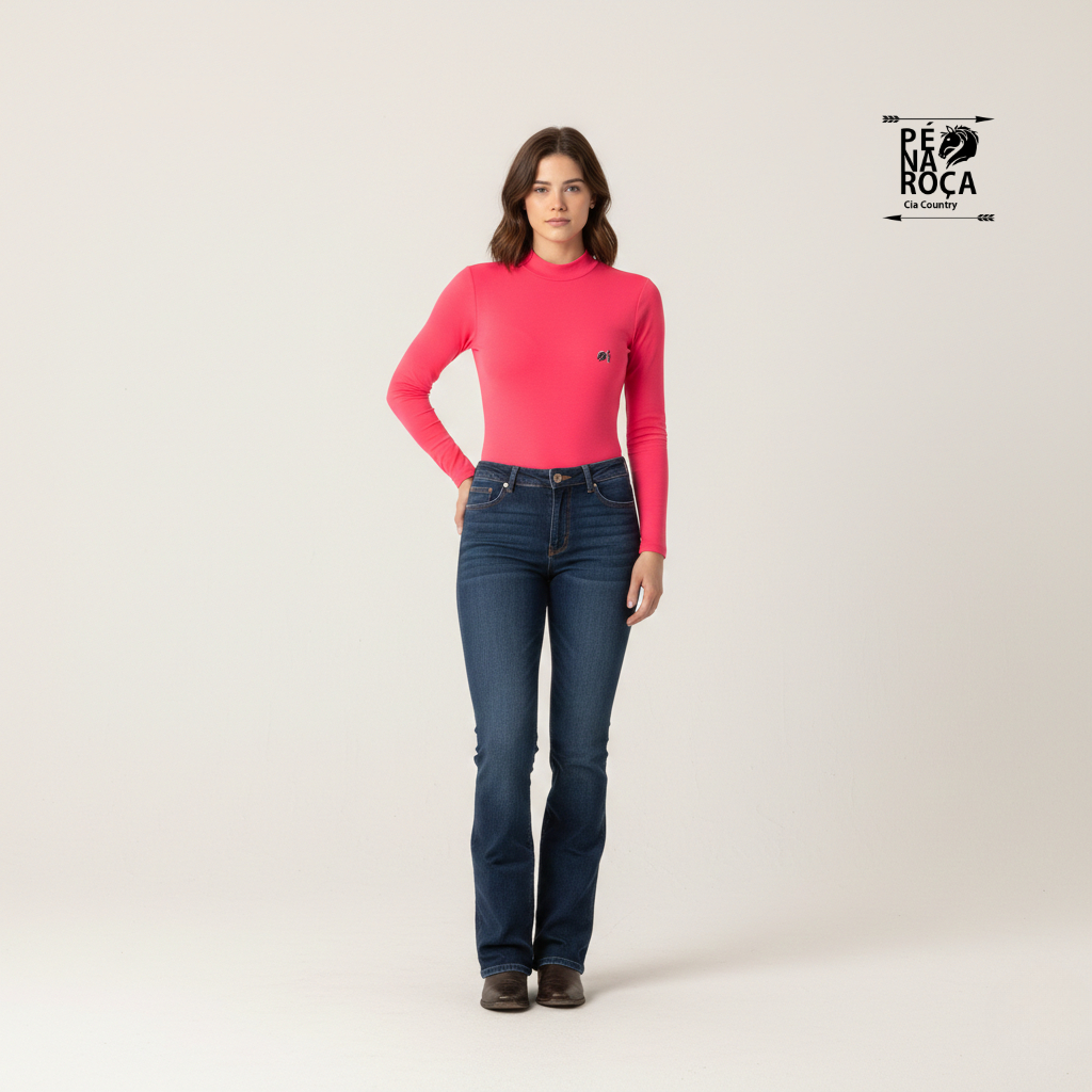 Body UV cavalgada rodeio treino COM PROTEÇÃO SOLAR 50+ com a logo  Pé na Roça cor Rosa Neon PNR58
