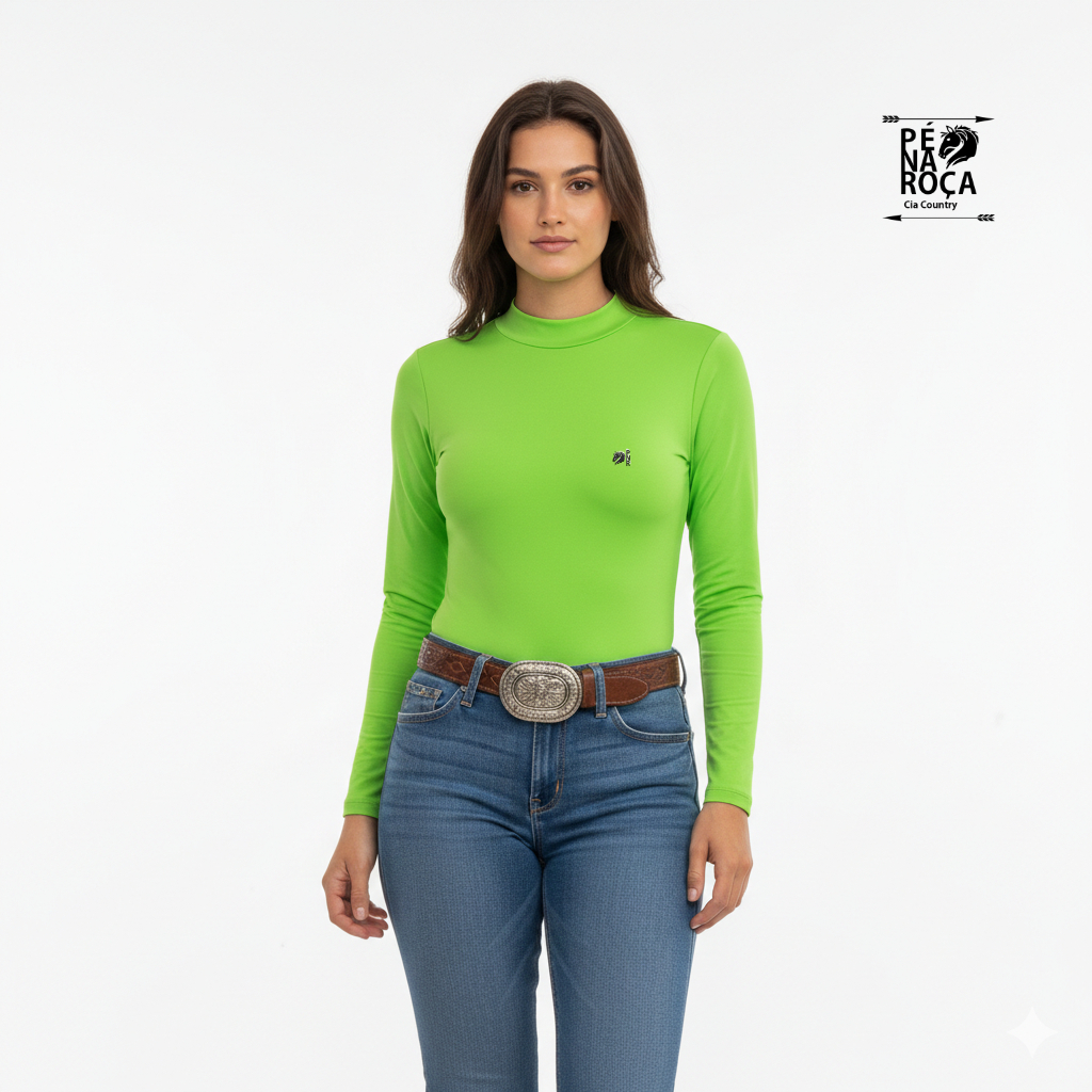 Body country UV cavalgada rodeio treino country  com a logo Pé na Roça Cia country com Cores Neon