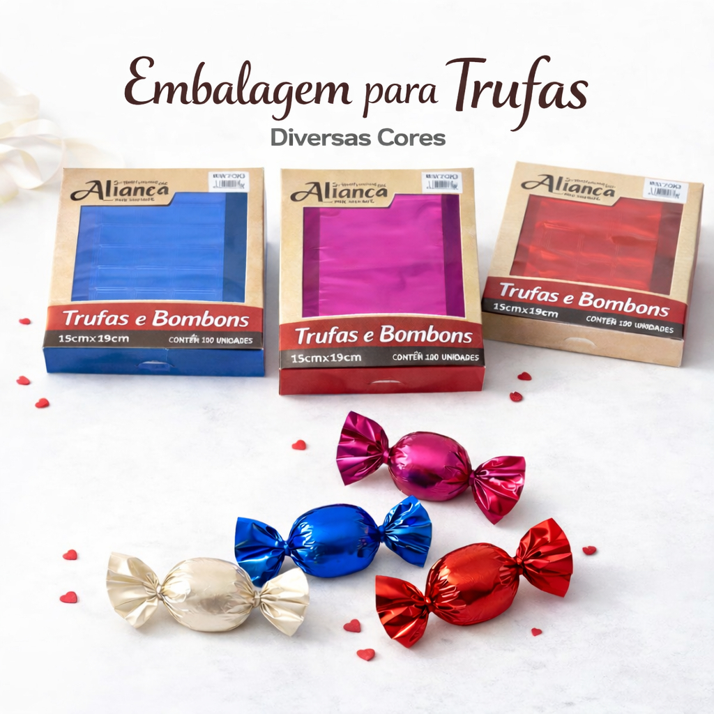 Kit 200un Embalagens para Trufas 15x16cm | Estampados e Lisos | Escolha nas variações | Doce Presente Confeitaria em Oferta na Shopee