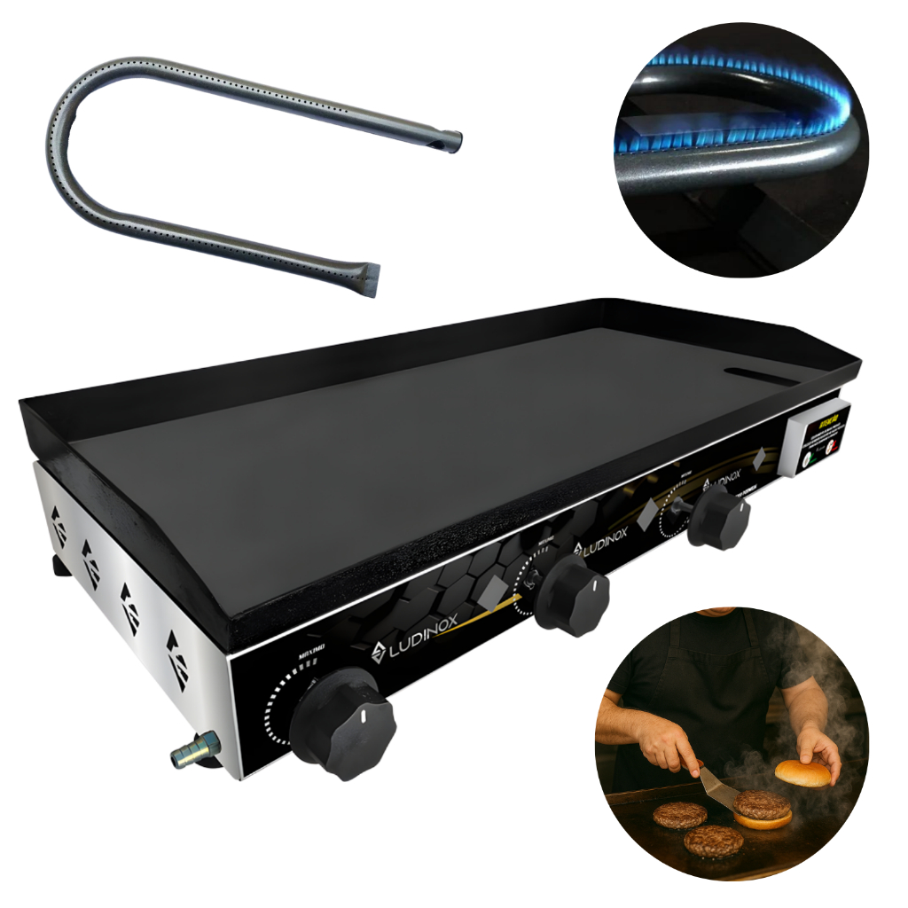 Chapa De Lanche SEMIProfissional 30x70 Industrial Inox A Gás