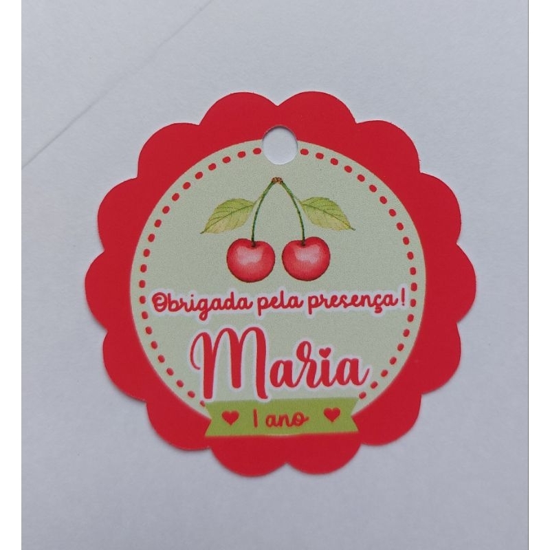 Tag Agradecimento Cerejinha Personalizada – Tag Festa Infantil Menina | Tag Lembrancinha Aniversário Cerejinha