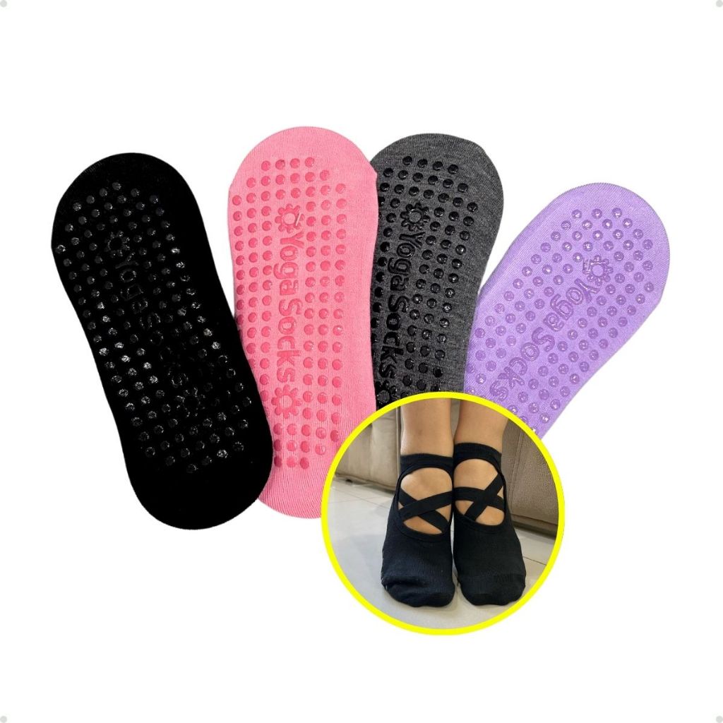 Kit Pares de Meias de Pilates Yoga Ballet Antiderrapante Unissex em Oferta na Shopee