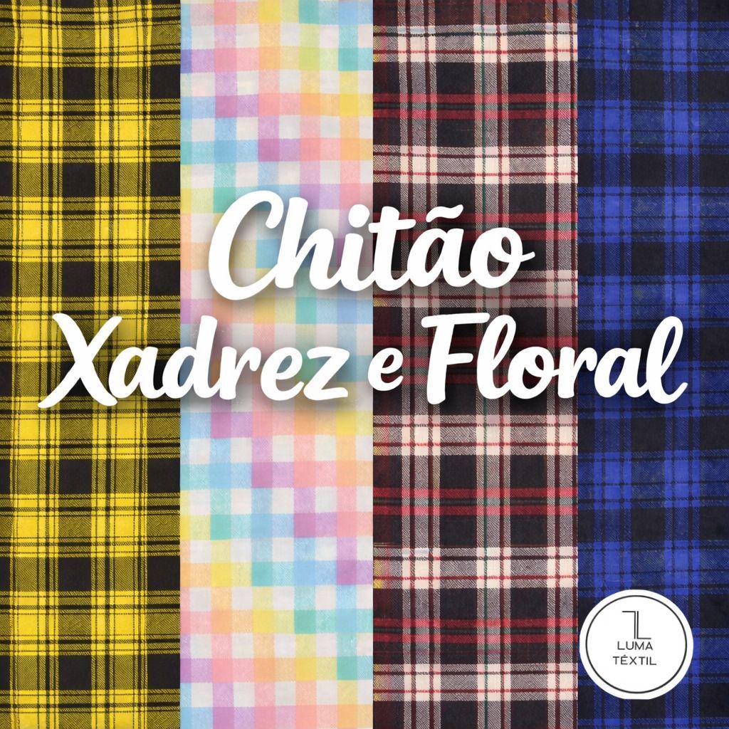 5 Metros de Tecido Chitao Xadrez e Floral"  (5m x 1,50m) de largura Várias Estampas! em Oferta na Shopee