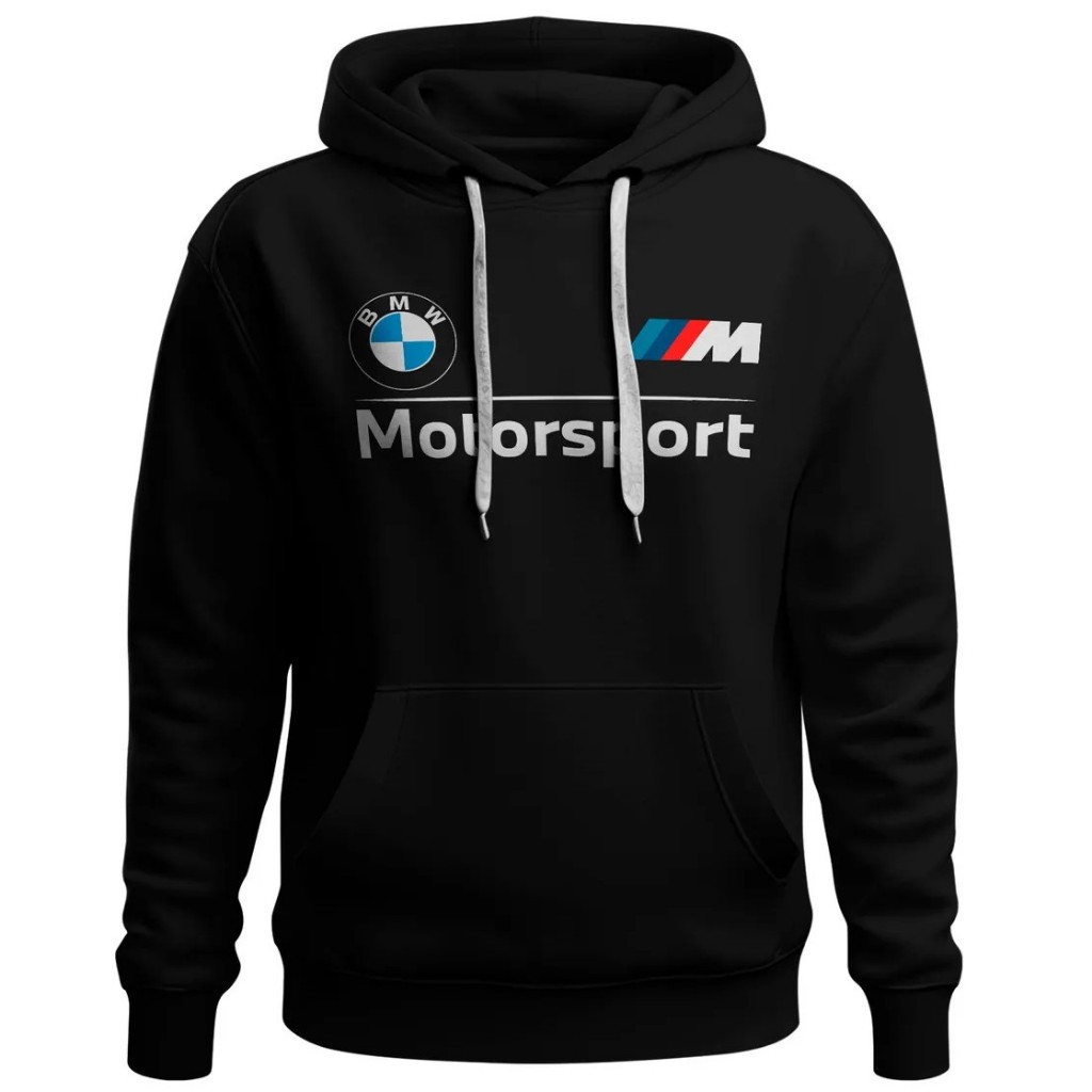 Blusa de Frio BMW Moletom com Capuz e Bolso Agasalho Unissex Estampado