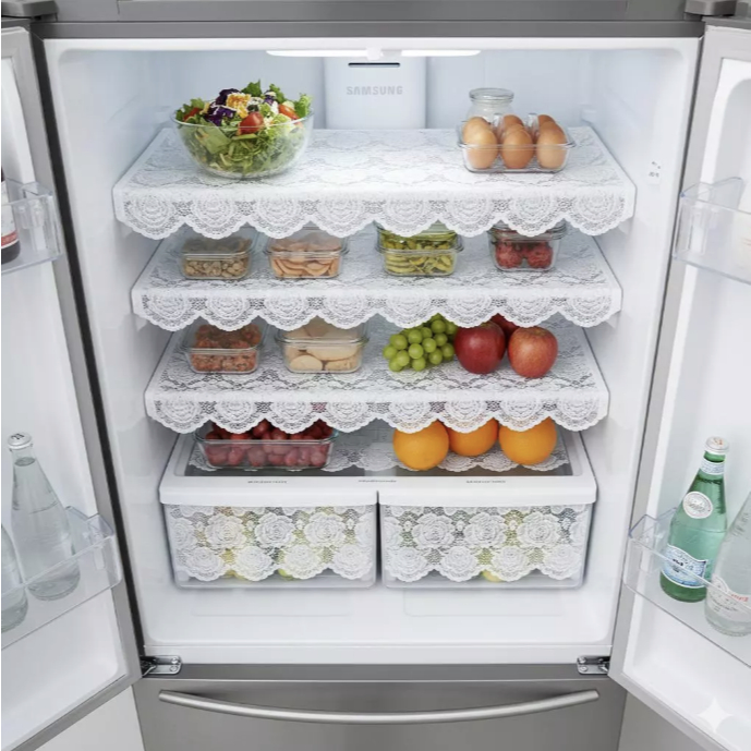 Kit 3 Toalhas de Geladeira em Renda Branca 37 x 62cm JCM