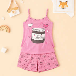 Baby Doll Nutella Fofa Malha Premium Pijama Feminino Adulto Short e Alça Fina Verao Confortavel em Oferta na Shopee