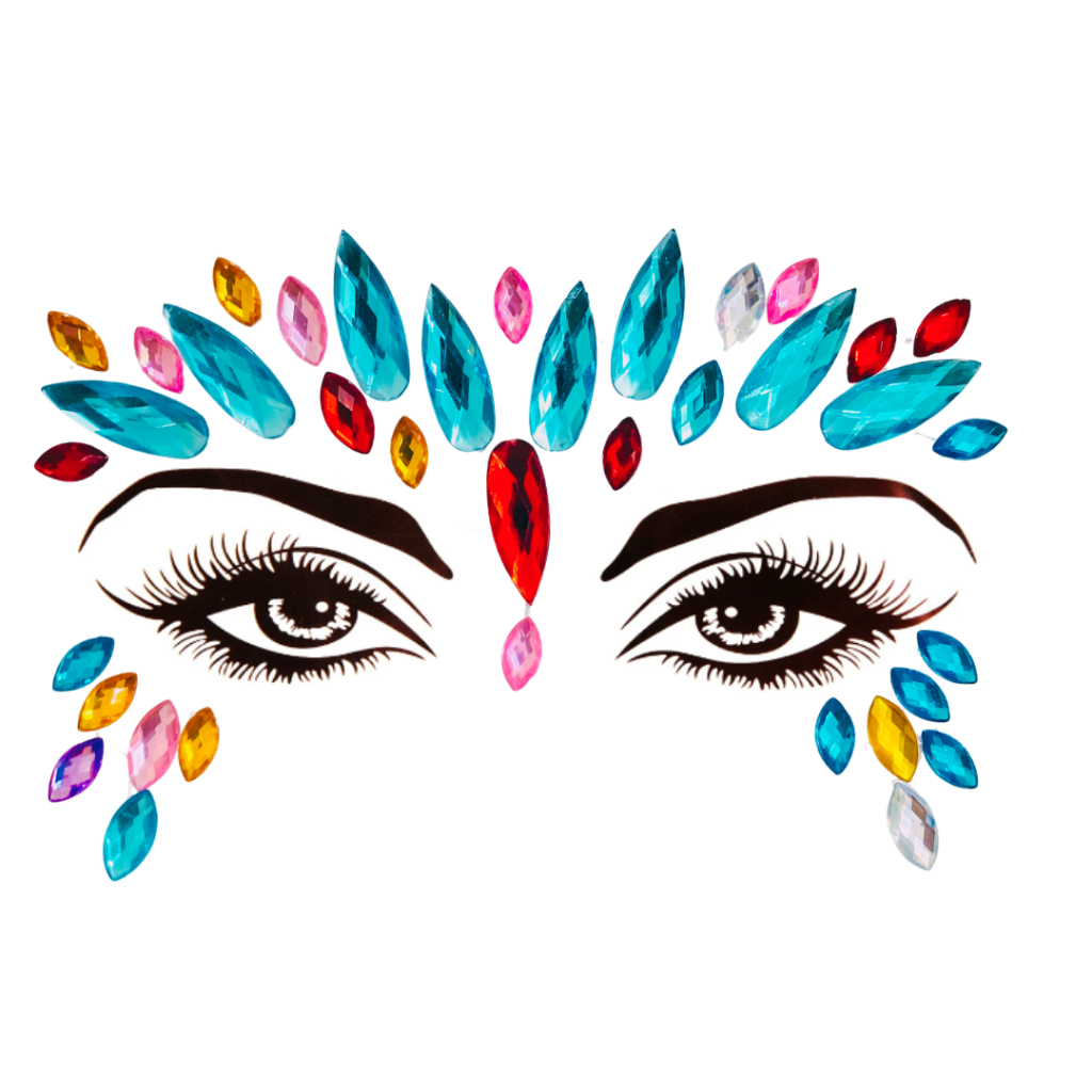 Adesivo Facial Strass Glitter Carnaval – Kit Maquiagem Artística OU Tatuagem Facial para Festas