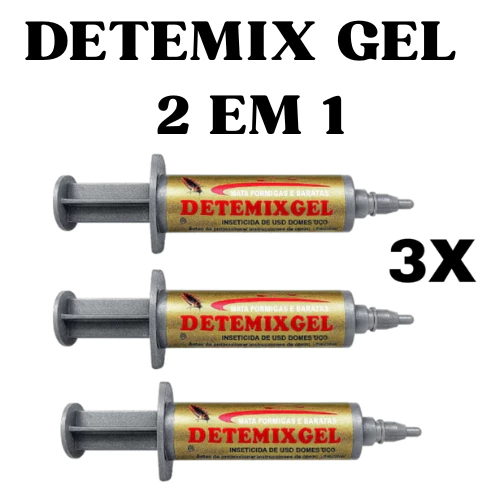 Kit com 3 Detemix Gel 2 em 1: Contra Baratas e Formigas em Oferta na Shopee