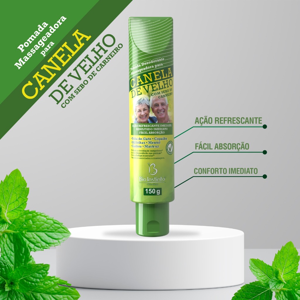 3 unds Pomada Massageadora Canela de Velho 150g Bio Instinto