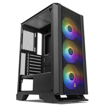 Gabinete Gamer Mancer Narok, RGB, Mid-Tower, Lateral de Vidro, Com 3 Fans, Preto