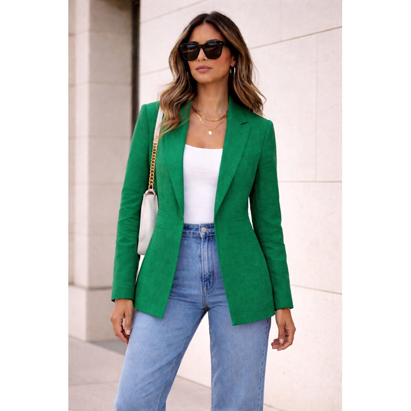 Blazer Max Alfaiataria em Linho Blazer Feminino Moda Gringa Moda Evangélica sócia básico linhão