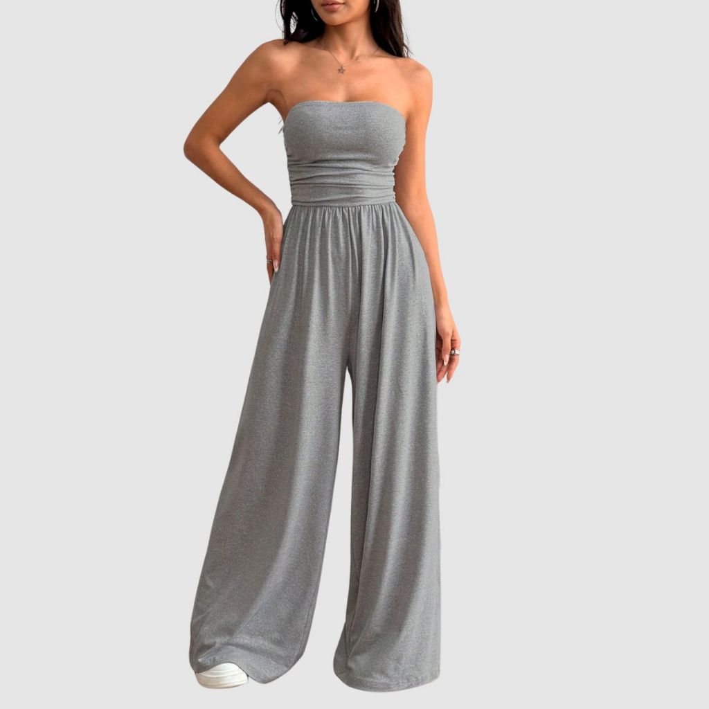 Macacão Longo Pantalona Luxo Soltinho Com Tomara Que Caia Franzido Lançamento em Oferta na Shopee