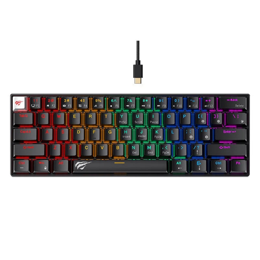 Teclado Gamer Mecânico Havit KB903L RGB Switch RED Usb Preto em Oferta na Shopee