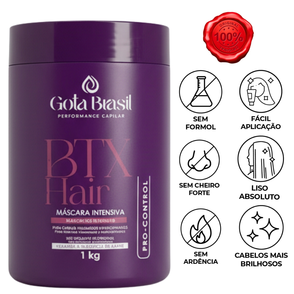 BTX Orgânico Sem Formol 1kg Reduz Volume e Alisa com Keratina que funciona