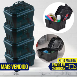 Kit 4 Maleta Caixa de Ferramentas Grande Reforçada Multiuso Organizador Tática Porta Objeto Maletas