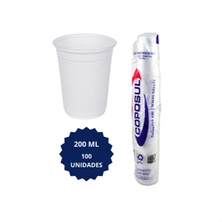 Copo Descartável 200ml TRANSPARENTE/BRANCO Coposul PS - P/ Água Suco Refrigerante Festa–100 unidades em Oferta na Shopee