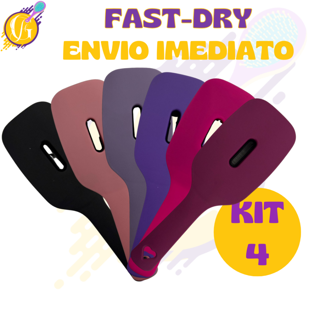 Kit 4 - Escova  Flex Fast Dry - Pente pra Cabelo - Escova Raquete - Anti Frizz - Glamour Feminino em Oferta na Shopee